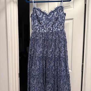 Eliza J Tea Length periwinkle lace dress